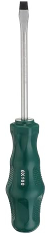 sourcing map SL6 Flat Head Screwdriver 7.9 Magnetic Slotted Screwdrivers 3.9 CR-V with Ergonomic Handle for DIY Repairing, Green