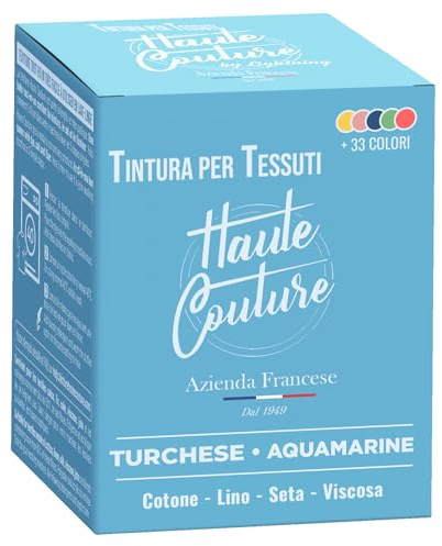 Haute Couture - Colorante Per Tessuti Blu - Turchese - 350g - Tintura per Tessuti Tutto in uno - Pronta all'uso per Vestiti e Tessuti