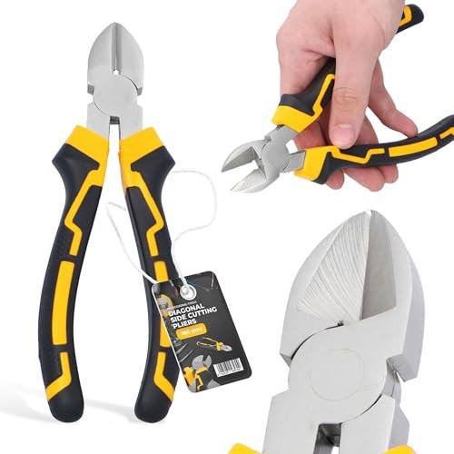 Pince Coupante de Côté 180 mm électricien Tenaille Latérale Coupe-Câbles Dénudeur de Fils Pince de Précision pour Acier avec Poignée Antidérapante