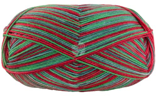 MEILENWEIT Merino 4-fach 100g CHRISTMAS 6790 - Hellrot/Rot/Grün/Hellgrün