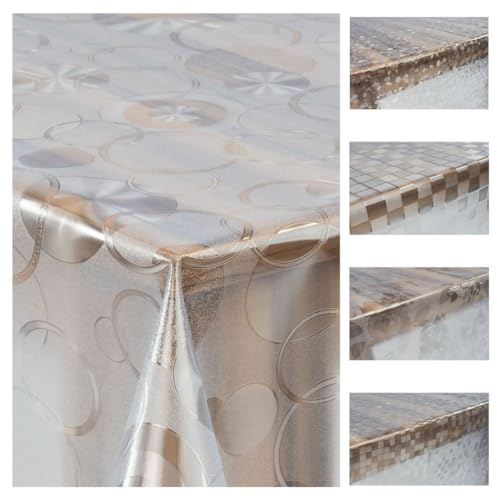 laro Premium Line 0,3mm weich transparente Tischdecke Folie Transparent Muster Tischschutz Schutzfolie Abwaschbar PVC, Muster:Folie Transparent Kreise, Größe:140x240