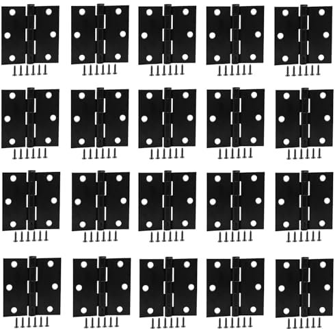 Mattschwarze Scharniere klappbar Schwerlast 76x76mm gerader Winkel Schwarz Türscharniere Scharnier Klein für Türen Fenster, für Feste Zimmertüren, Eingangstüren, Gartentüren, Möbeltüren【20pack】