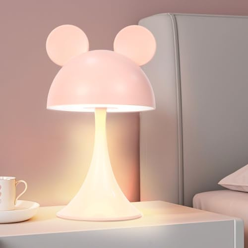 MARZIUS Wiederaufladbare Mausform LED Dimmbare Touch Schreibtischlampe Lesen Nachtlicht Niedliche Nachttischlampe (Rosa)