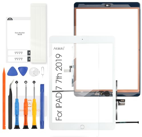 Arbilato Écran de rechange pour iPad 7 7ème génération, écran tactile pour iPad 8 8e génération, numériseur pour iPad 10.2 2019 2020 A2197 A2200 A2198 A2232 A2428 A2429 A2270 A2430 (pas LCD) (blanc)