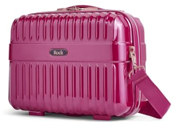 Rock Selene Hard Shell Suitcases - Elegant Design, 360 Swivel-Wheels, Telescopic Handle, Metallic Finish, Copper Accents & TSA Combination Lock - Small, Medium, Large & Vanity (Pink, Vanity)