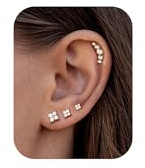 Adramata 4 par örhängen silver 925 set allergivänliga örhängen dam litet brosk örhänge tragus helix piercing örhängen silver 925 guld örhängen plugg, 0,8 mm