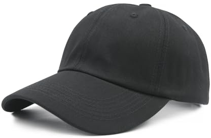 Stymora Casquette Homme XL - pour Grandes Têtes jusqu'à 60-65 cm - Coton Lavé Réglable - Casquettes De Baseball Homme et Femme Noir
