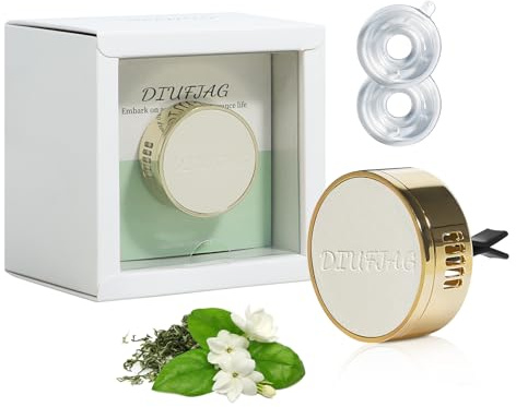 DIUFJAG Diffuseurs d'arômes Automobiles 1Pc - Jasmin Thé Blanc,Désodorisant Voiture,Diffuseur Parfum Voiture Clips avec 1Pc Recharge Car Air Freshener