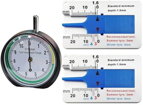 1 Pezzo Di Puntatore Battistrada Gauge E 2 Pezzi Di Blu Calibro Di Profondità, Pneumatico Modello Calibro Di Profondità, Puntatore Tipo Rotondo Manometro, E Off-Road Veicoli.