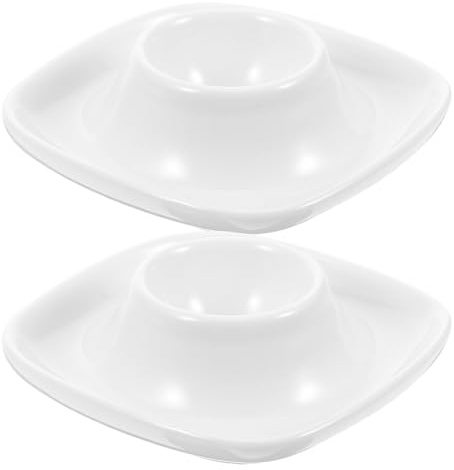 FELTECHELECTR 2 Piezas Soporte de Huevos de Cerámica Blanca de Hueveras Cuadradas para Desayuno Práctica Bandeja para Huevos Cocidos y Almacenamiento Cocina Hogar y Restaurante