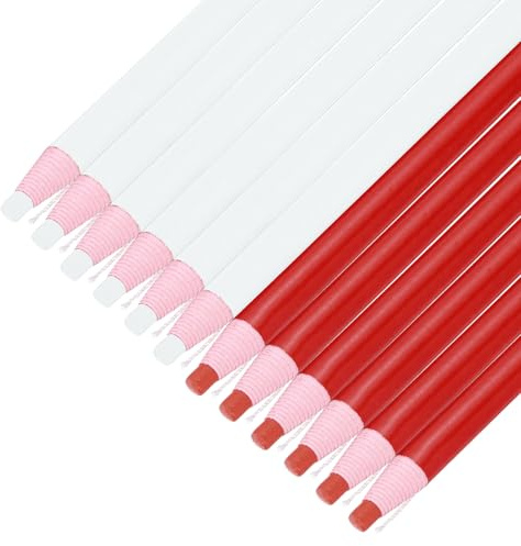 sourcing map 12PCS Peel-Off Grease Pencils, Color China Markers for Glass Metal Plastic Paper, Non-Sharpening Wax Pencils for Coloring Drawing Marking, White & Red