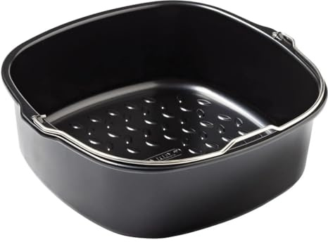 PYREX, Airfryer Metall Runde Ofenform 22 x 21 x 7,5 cm Backkorb mit Griff Antihaft-Kohlenstoffstahl Homogenes Backen Backofen Gefrierschrank und Spülmaschine