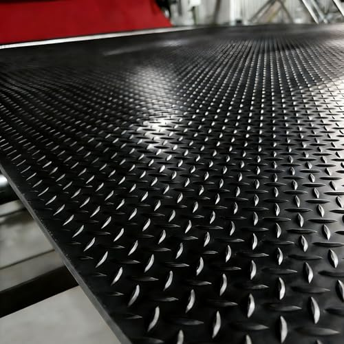 Innovz Tapis Caoutchouc Tapis en Caoutchouc Motif Tôle Larmée pour Sol, Grand Tapis de Garage Antidérapant Heavy Duty, Rouleau de Revêtement de Sol Résistant(Black,0.6 x 2.2m/2 x 7.2ft)