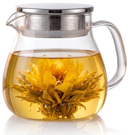 Jomop 500ml Glass Teapot – Mini Crystal Clear Tea Maker for Perfect Single Servings & Tea Tasting, Heat-Resistant Borosilicate, Ideal 1-Mug Size, Dishwasher Safe