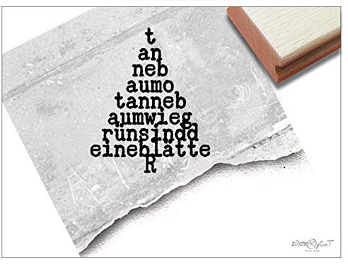 Stempel Weihnachtsstempel TYPO-BAUM Tannenbaum mit Text - Motivstempel Weihnachten Karten Servietten Geschenkanhänger Weihnachtsdeko - zAcheR-fineT