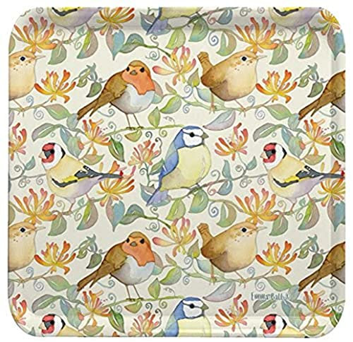 Jardin d'oiseaux en HONEYSUCKLE - Plateau carré en mélamine multicolore Emma Ball - 29 cm