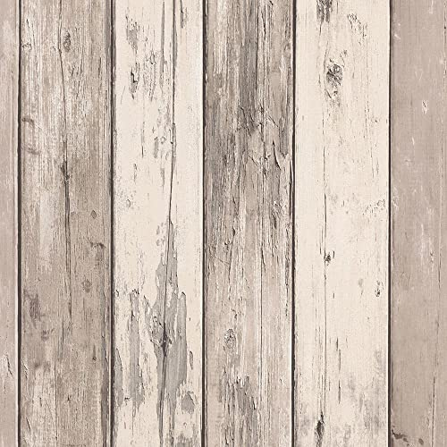 BRICOFLOR Vintage Tapete in Holzoptik grau beige | Maritime Vliestapete mit Holz Muster für Küche und Wohnzimmer | Vlies Holztapete in Bretter Optik