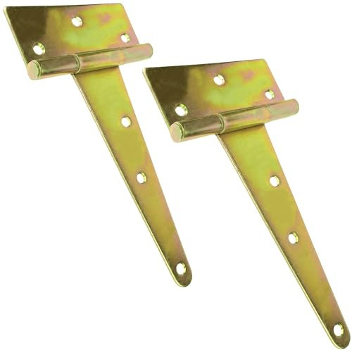 AERZETIX - C58403 - Lot de 2 charnières en T 130x40x80x2 mm à 6 trous - ferrures d'assemblage de portes menuiserie - en acier zingué - paumelle armoire placard meuble