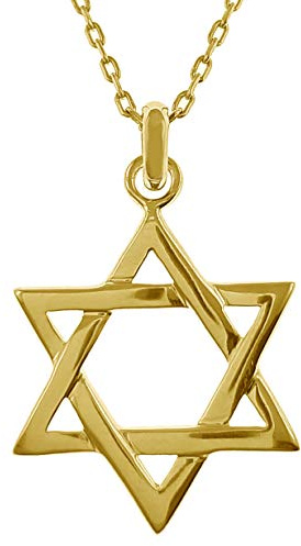 Lot pendentif étoile de David Plaqué Or 18 carats + Chaîne 50cm Plaqué Or - Mixte