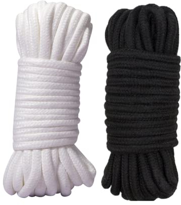 WUWYOUWL Weiches Baumwollseil, 8 mm, vielseitig einsetzbar, langlebig, langes Seil, Allzweckseil, Bastelseil für Wand, Garten, Pflanzenaufhänger, Stricken, Zuhause, Basteln, Dekoration (10 m, schwarz
