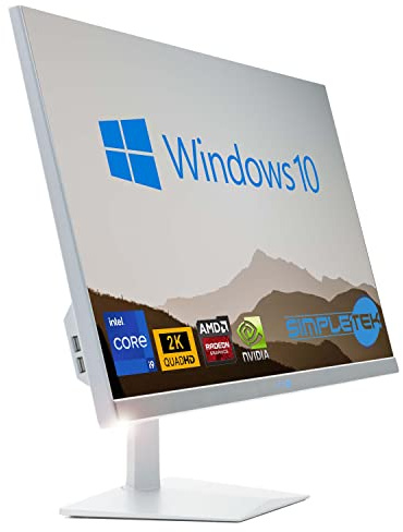 SIMPLETEK - All in One i9 10th Gen AiO 27 2K Windows 10 Pro 16GB RAM SSD 240GB with GPU GT730 4GB WiFi6 + BT 5.2 + Webcam | Ideal for Editing/Gaming