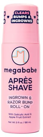 Megababe Après Shave (3.0 fl oz) | Post-Shave & Waxing | Vacation and Hot Weather Must-Have | Ingrown Hair & Razor Bump Roll-On Treatment for Women | Bikini, Armpits & Legs