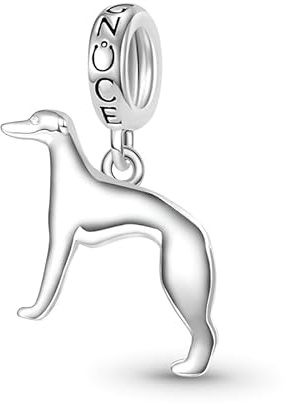 GNOCE Tier Charm Anhänger 925 Sterling Silber Bead Charms mit Zirkonia Charm Schmuck für alle Armbänder Halsketten Geschenke Bijouterie für Tierliebhaber Damen Mädchen Baby (Whippet Hund)