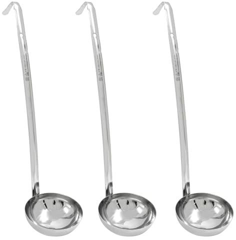Piutouyar 3 Pcs 5 oz Soup Ladle Set, Stainless Steel Ladle with Long Hooked Handles Kitchen Cooking Serving Ladle Accessories for Cooking Soup Sauce Stews