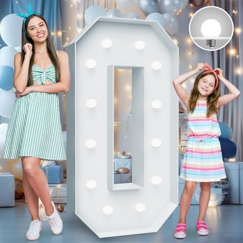 4FT Marquee Light Up Letter O, Foam Board & Water Bag, 12 Bulbs for Party