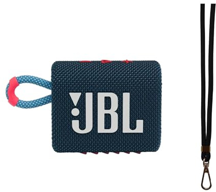 JBL Go 3 Portable Waterproof Bluetooth Speaker, Blue/Pink – Ultra-Compact, Bold Design, IP67 Waterproof & Dustproof, 5 Hours Playtime, Pro Sound + Durable Lanyard