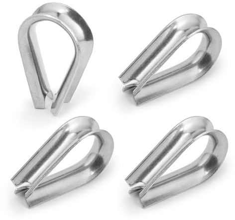 Jamiikury M4 Wire Rope Thimble, 304 Stainless Steel Thimble for 1/8-5/32 Inch Diameter Wire Rope, 24 Pieces