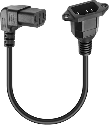 MEIRIYFA 90 Degree C13 to C14 Power Adapter Cable, IEC 320 C13 3 Pin Female to C14 3 Pin Male Wall Mount PDU Power Supply Extension Cord for Computers, Projectors - 40CM (C14 to Down C13)