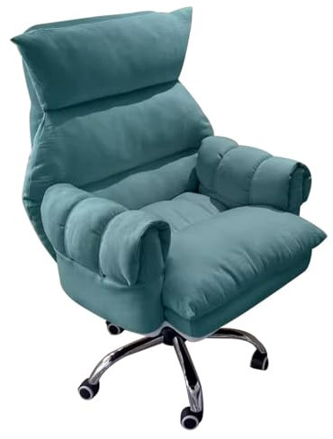 Ergonomischer Chefsessel mit Rollen, Computer-Liegestuhl, Drehstuhl mit gepolstertem Sitz, Heimbüro, Arbeitsstühle mit Armlehnen, höhenverstellbar, Seeblau (ohne)