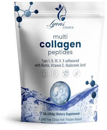 Premium Multi Collagen Peptides Powder – Hydrolysed Type I, II, III, V, X | Unflavoured, High Absorption | Supports Skin, Hair, Nails, Joints & Gut Health | Keto, Paleo, Non-GMO (1 lb.)