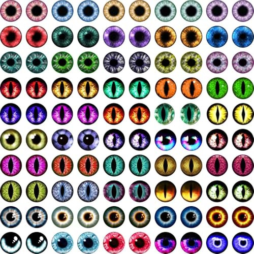 100pcs 12mm Glass Dragon Eyes Assorted Colors Cabochon Eyes Half Round Dragon Eye For Doll Sculptures Props Crafts Jewelry Making