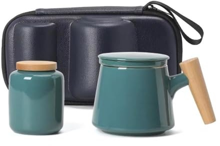 Tea Caddy Keramisk teförvaringsbehållare Burk Kontorsfilter Tesil Tekopp Mugg Bärbar Travel Te Set Handbagage