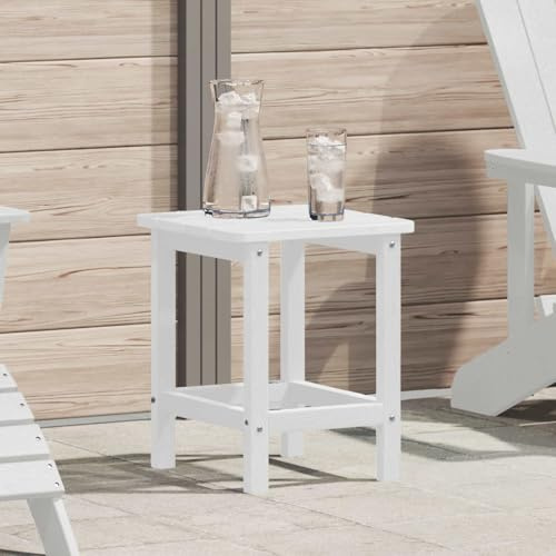 Pindolar Beistelltisch Weiß Polyethylen 38 x 38 x 46 cm Gartentisch Balkontisch Terrassentisch wetterfest pflegeleicht stabil platzsparend für Outdoor Loungetisch Campingtisch Sitzgruppe