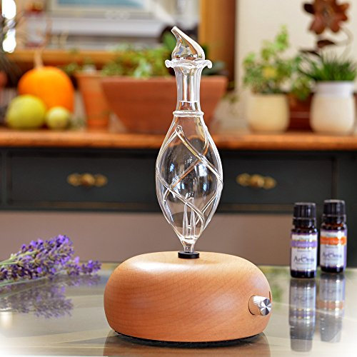 ArOmis Premium Glass Essential Oils Nebulizer - Waterless Diffuser for Aromatherapy - Handmade Oil Diffuser, Wooden Base, No Plastic, No Heat, No Battery, No LEDs - Orbis Lux Vitis