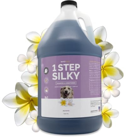 Bark2Basics One Step Silky Dog Shampoo and Conditioner, 1 Gallon - All-Natural Ingredients, 2 in 1 Formula, 16 to 1 Concentration, Detangles and Strengthens, Professional Grade