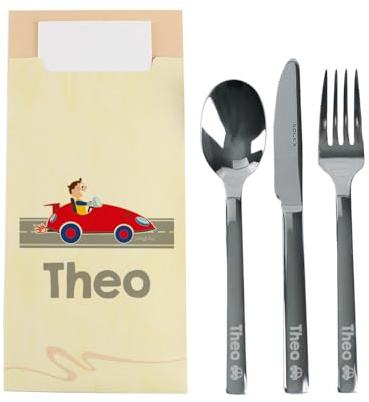 Striefchen® Kinderbesteck für Jungen und Mädchen mit Gratis Gravur Auto