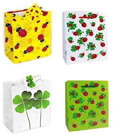GeschenktascheGlück mittel (1 VE = 12 Stück), Papiertragetasche, Geburtstagstasche, Papiertasche