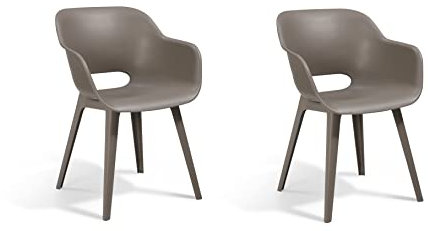 Allibert by Keter Gartensessel Akola, cappuccino, 2er Set, Kunststoff, 56.7 x 55.8 x 80.1 cm, Schalenstuhl in Cupform, perfekt für Garten, Terrasse oder Esszimmer