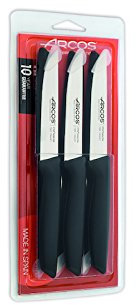 Arcos Serie Niza - Caja 6 uds Set 6 pzas. Cuchillo Verduras - Hoja de Acero Inoxidable NITRUM de 110 mm - Mango de Polipropileno Color negro (6 x 6 UDS / 36 UDS en total)
