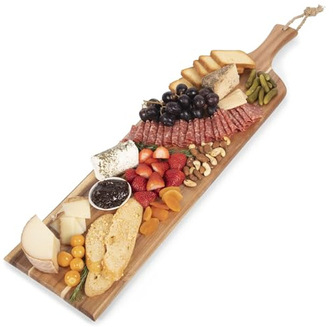 PICNIC TIME Artisan 30 Acacia Charcuterie Board with Raw Wood Edge, Wooden Cutting Board with Handle, All-Purpose Serving Platter, Decorative and Reversible Serving Plank (Acacia Wood)