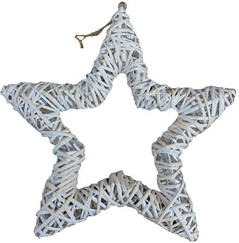 Corona de mimbre de 45 cm de diámetro para puerta, diseño de estrella abierta