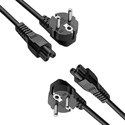 DTK Power Kabel (2 Stück) Portable Clover Netzkabel 1.2M für Laptop für HP Ladegerät Dell ASUS ACER Sony Lenovo Samsung Mit Power CEE7 3 Wege nach C5 Buchse