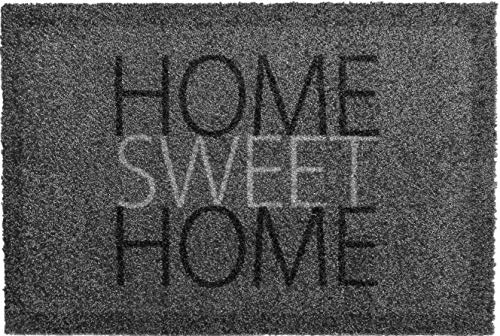 oKu-Tex Fußmatte Schmutzfangmatte Deco-Soft Entrance Home-Sweet-Home Aufdruck für innen Eingangsbereich/Haustür/Treppenhaus rutschfest 40x60 cm 1450101
