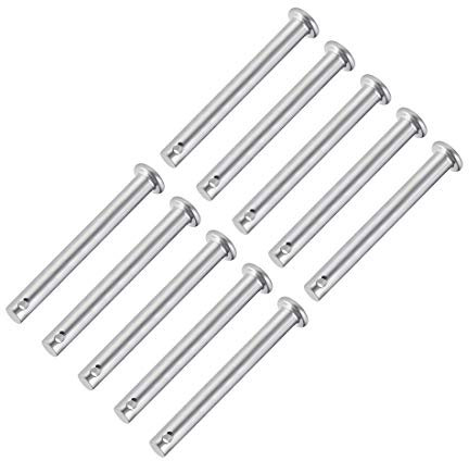 sourcing map 10 Stück Steckbolzen Einloch Gabelbolzen Lastösenbolzen 6mm x 55mm Splintstift Flach Kopf verzinkter Stahl