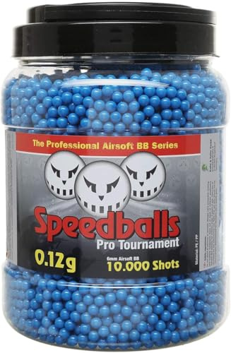 Speedballs Softairkugeln 6mm 0,12g – New Formula Airsoft BBS – 5.000er Beutel oder 10.000er Container – Präzisions-Munition Poliert – Blau/Gelb/Weiß – Für Pistolen & Gewehre