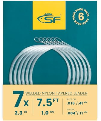 SF Vorgeknotete Nylon-Fliegenfischschnur, 2,3 m, 2,7 m, 3,6 m, 0 x 1 x 2 x 3 x 4 x 5 x 6 x 7 mm, 6 Stück